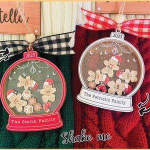 Personalized Gingerbread Family Ornament With Hat, Custom Family Christmas Ornament 2025, 4D Cookie Keepsake Holiday Gift