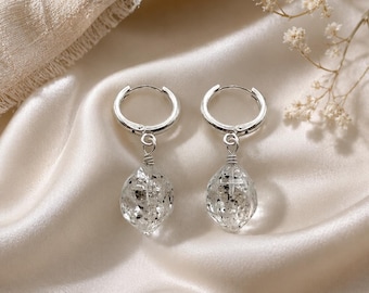 Handmade Herkimer Diamond Hoop Earrings | Natural Quartz Crystal Jewelry