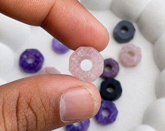 Natural Rose Quartz Hex Nut Bead: Geometric Spacer for Jewelry Making (12mm, 4mm Hole)