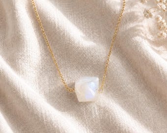 Natural Raw Moonstone Bracelet | Gold Chain Jewelry | Delicate Everyday Gift