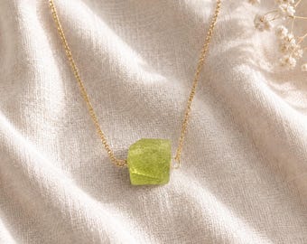 Peridot Gold Chain Bracelet | Natural Raw Crystal | Minimalist Jewelry Gift