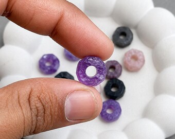 Natural Amethyst Hex Nut Bead: Geometric Gemstone Spacer for Jewelry Making (12mm, 4mm Hole)