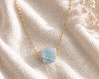 Aquamarine Gold Chain Bracelet | Natural Raw Crystal | Minimalist Jewelry Gift