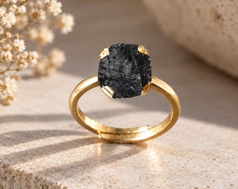Citrine Birthstone Ring | Natural Yellow Gemstone Adjustable Gold Plated Ring