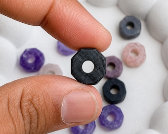 Natural Black Onyx Rough Bead | Raw Gemstone Spacer for Jewelry Making