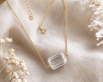 Handmade Crystal Quartz Bracelet | Natural Clear Quartz Gold Chain | Dainty Everyday Jewelry