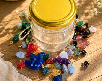 Carved Gemstone Pendant Mystery Box – Assorted Gemstone Charms for DIY Jewelry Projects Gift For Women