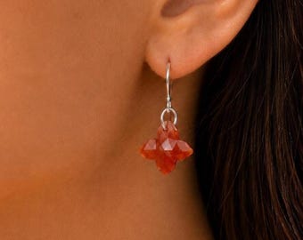 Carnelian Butterfly Crystal Earrings – Minimalist Gold Plated Jewelry Gift