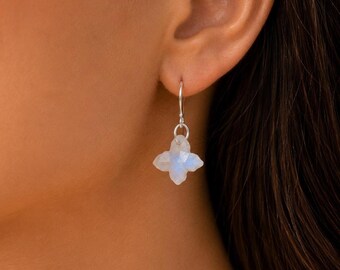 Moonstone Butterfly Birthstone Hook Earrings – Delicate Gold Plated Gemstone Jewelry Gift