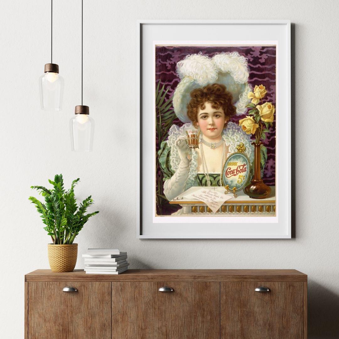 1890年代ビクトリア朝のコカコーラポスター、ヴィンテージソーダ広告