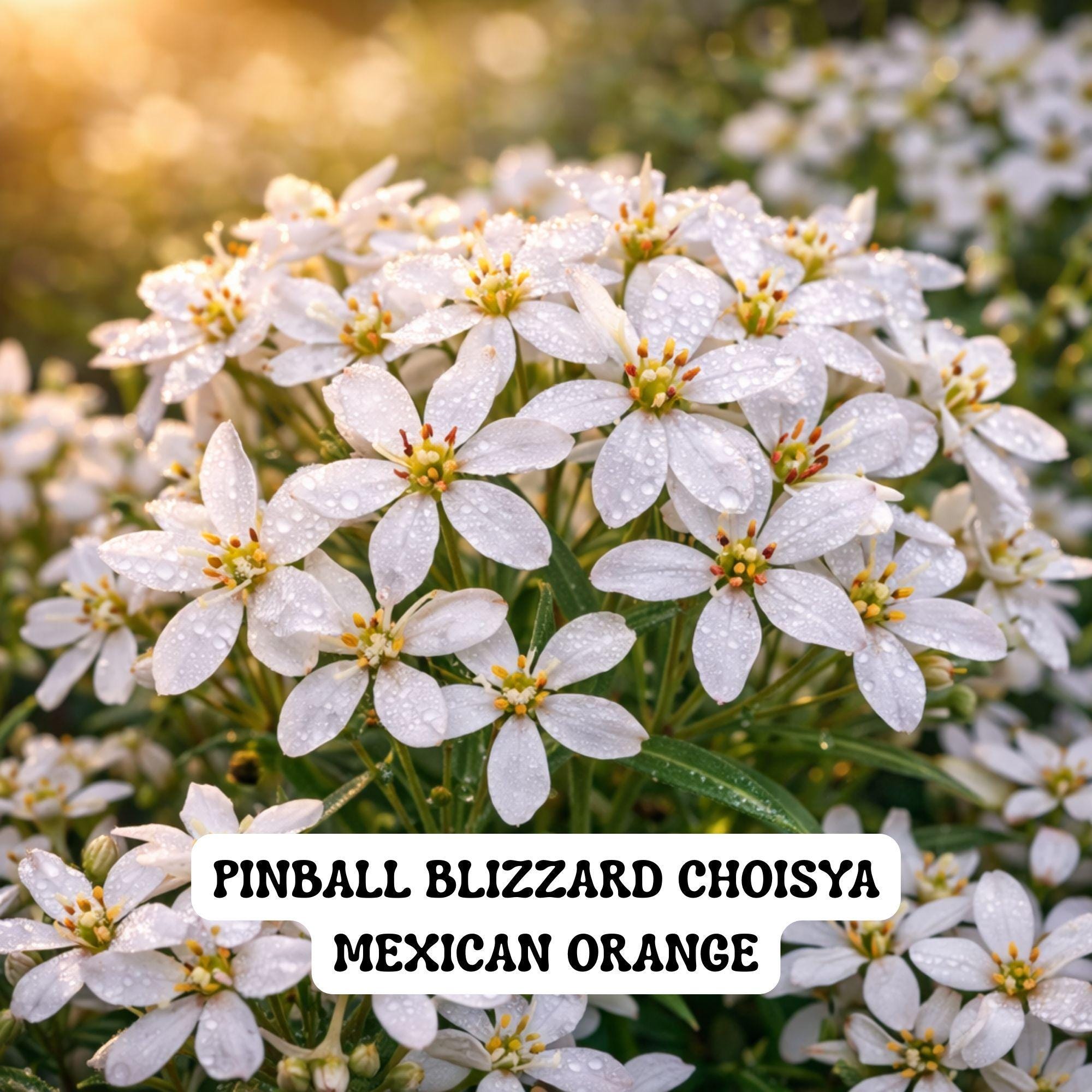 Pinball Blizzard Choisya Mexican Orange Shrub, White Spring Blooms