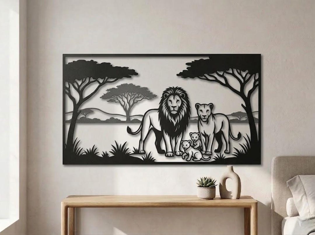 Lion Family Metal Wall Art African Safari Wall Decor Wildlife ...