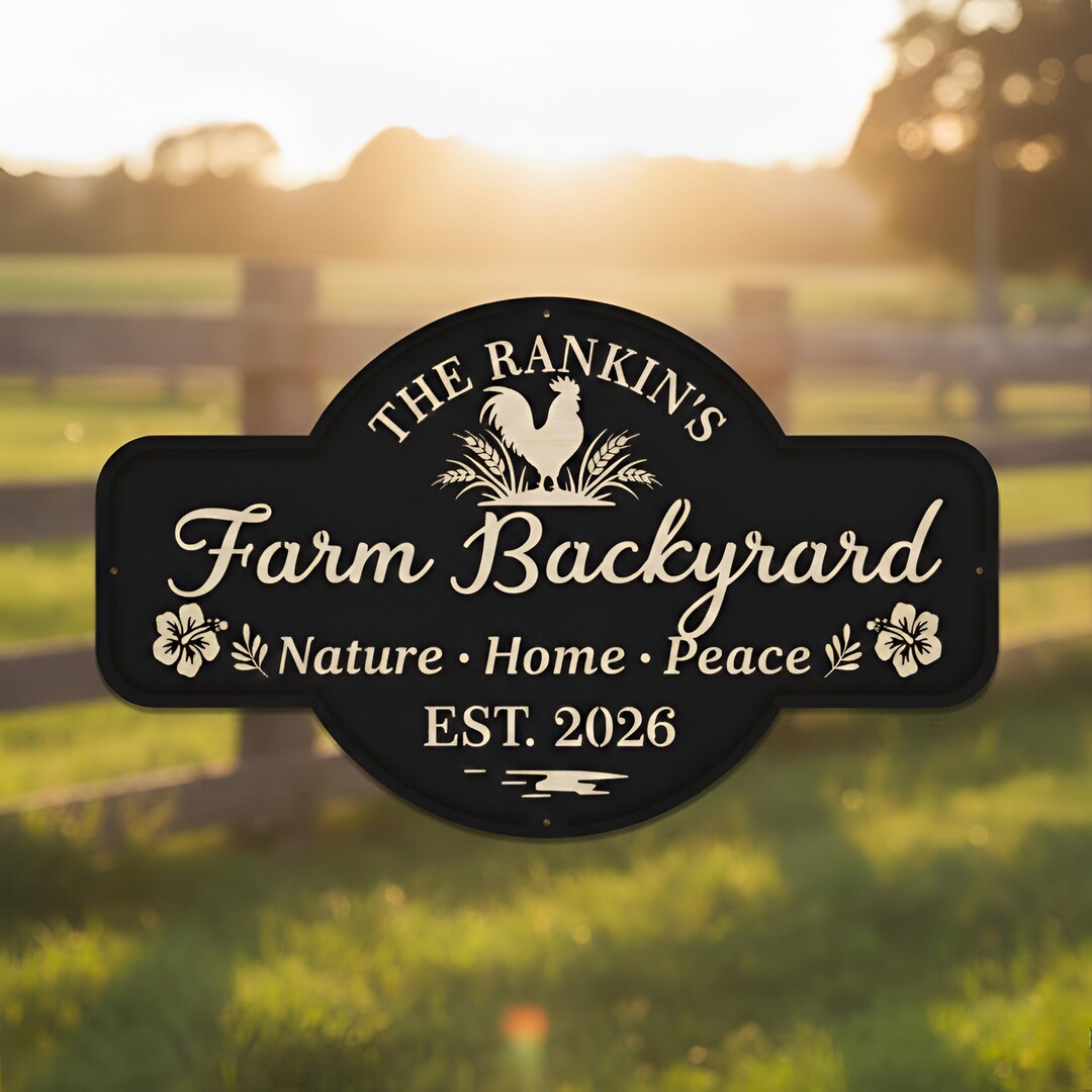 Personalized Farm Backyard Metal Sign, Rustic Farmhouse Outdoor Decor ...