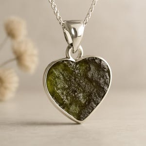 Moldavite Heart Pendant, 925 Sterling Silver Pendant, Authentic Moldavite Pendant, Certified Moldavite stone, Gift for her,Gift for Mom