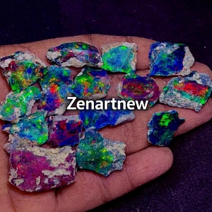Ethiopian Black Opal Rough: Multi Fire Raw Gemstone Lot, 20 Cts