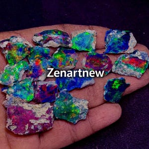 Ethiopian Black Fire Opal Rough Lot: AAA Grade Raw Gemstones, 5 Pieces