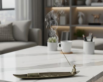 Boat Shaped Metal Incense Holder Stick Burner Ash Catcher Zen Home Decor Meditation Desk Gift
