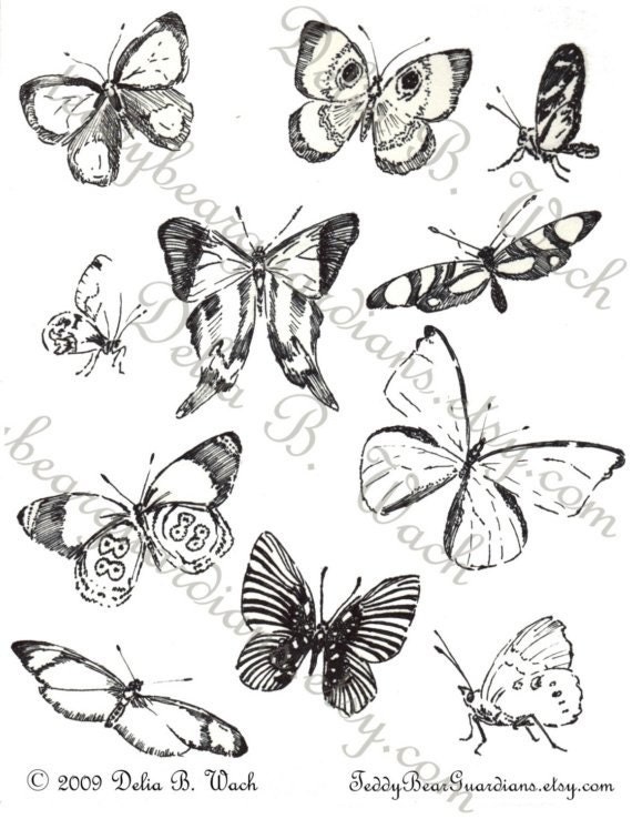 Black and White Butterflies Collage Sheet Perfect for | Etsy