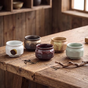 Japansk Wabi Sabi Keramik Tekopp 130ml | Espressokopp med Ugnsbytesglasyr | Rustik Yunomi-kopp i Stengods | Matcha-tekopp | Anpassad gravyr