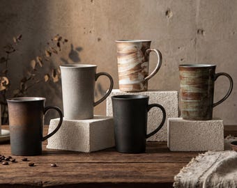 Japanese Rustic Ceramic Mug 310ml | Wabi-Sabi Stoneware Coffee Mug | Minimal Vintage Pottery Cup for Tea & Coffee