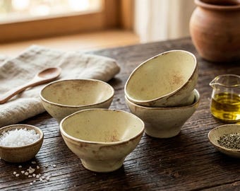 Handmade Rustic Stoneware Sauce Dish 3.6" | Footed Dipping Bowl | Ceramic Condiment Dish | Small Snack Bowl | Pottery Kitchen Tableware