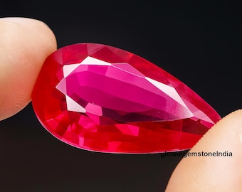Natural Blood Red Ruby Pear Cut Loose Gemstone, 20-25 Ct