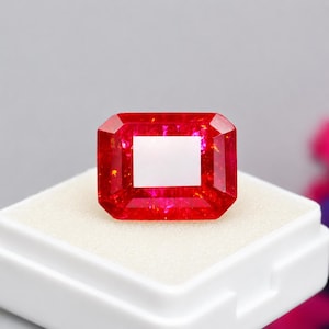 Certifierad colombiansk smaragd, strålande slipning, röd färg, 16x12x8mm, smyckestillverkning