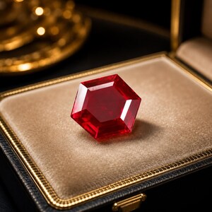Naturlig Rubin Hexagonslipad Ädelsten (10,30 Ct, 13x13x6mm) – Djupröd Samlarsten