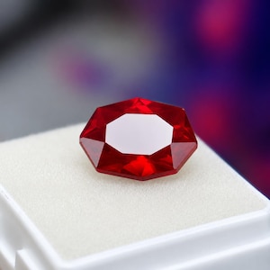Hexagon Cut Red Ruby Gemstone Loose Faceted Stone for Jewelry Making (8.10Ct)