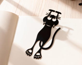 Cute Hollow Cat Bookmark for Readers | Funny Black Cat Silhouette Page Marker | Thin Flexible Plastic Bookmark Gift for Students Book Lovers