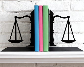 Scale Design Metal Bookends | Vintage Decorative Book Holder | Retro Desk Organizer | Home Office Shelf Decor | Unique Gift for Readers