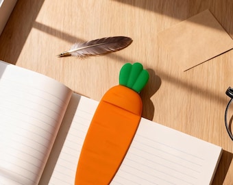 Cute Silicone Carrot Bookmark | Flexible Vegetable Page Marker for Books & Journals | Fun Reading Accessory Gift for Students Book Lovers
