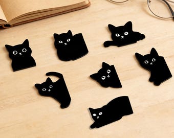 Magnetic Black Cat Bookmarks Set | Cute Cat Page Markers for Journals Planners | Strong Magnet Clips | Perfect Gift for Book Lovers Students