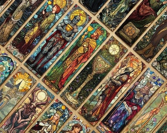 30pcs Stained Glass Kingdom Paper Bookmarks, Medieval Fantasy Castle Art Reading Cards Set for Book Lovers Journals Planners Gifts Decor