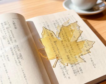 Transparent Maple Leaf Plastic Bookmark | Elegant Clear Autumn Leaf Page Marker for Books & Journals |Aesthetic Reading Gift for Book Lovers