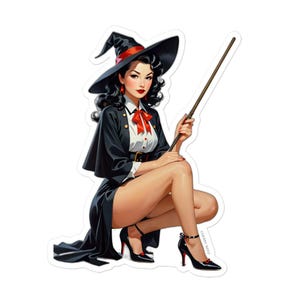Witch Pin-Up Sticker - Yuna, Elegant Sorceress