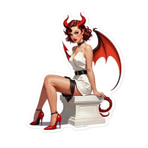 Succubus Pin-Up Sticker - Lilith, Velvet Temptress