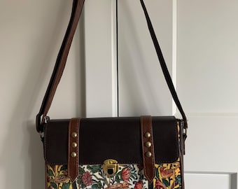 Crossbody handbag easy access/Persian design handbag/velvet feel very soft/ unique drag bag