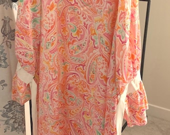 Pink floral maxi dress - Relaxed Style Dress- Removable Tie Belt- Abaya Style Caftan free size flowy