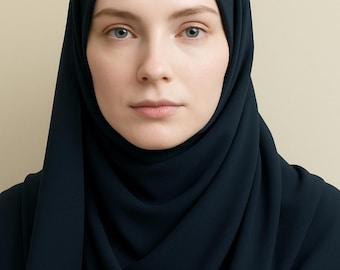 Instant Chiffon Hijab with Attached Cotton Inner Cap/ full coverage Design