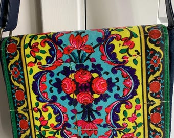 Crossbody bag/Persian design handbag/flip open/easy access bag/roomy