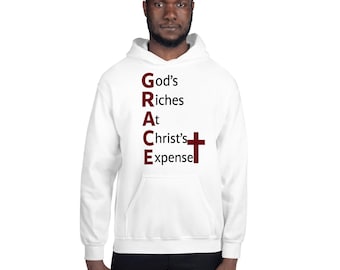 Felpa con cappuccio cristiana – GRAZIA: Le ricchezze di Dio a spese di Cristo