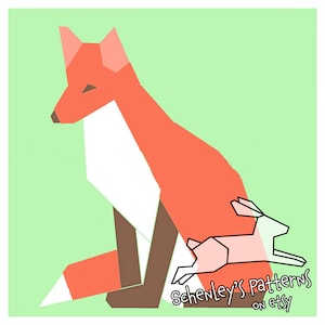 Red Fox paper-piecing quilt pattern, PDF