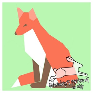 Red Fox paper-piecing quilt pattern, PDF