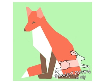 Red Fox paper-piecing quilt pattern, PDF