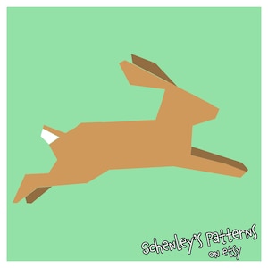 Modello per trapuntatura Paper-Piecing Leaping Rabbit, PDF