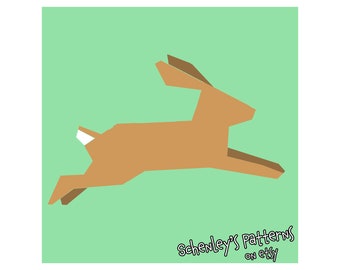 Leaping Rabbit Paper-Piecing Quilt Pattern, PDF