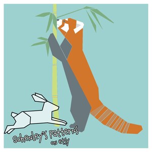 Red Panda w/Bamboo paper-piecing quilt pattern, PDF