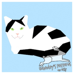 Spotted Cat paper-piecing pattern, PDF