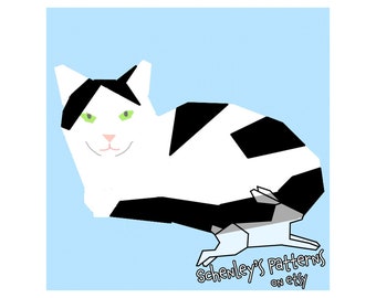 Spotted Cat paper-piecing pattern, PDF